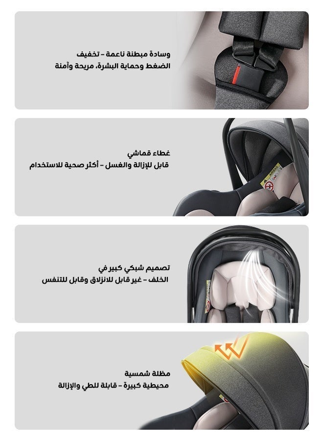 أوميني مقعد سيارة للأطفال خفيف الوزن, مظلة شمسية كبيرة لحماية الطفل أثناء الخروج, وسادة ناعمة قابلة للتنفس لراحة أكبر, استخدام متعدد للسيارة والمنزل والخروج, مناسب من 0 إلى 18 شهرًا - Image 5